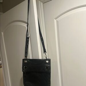 Black Leather Hammit Womens Crossbody Bag